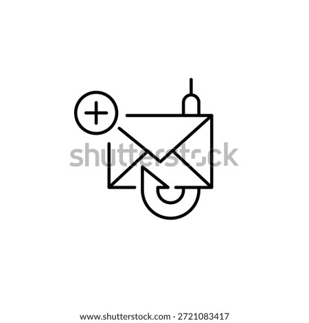 Phishing alert, add mail block, threat report, scam detected. Pixel perfect, editable stroke vector icon