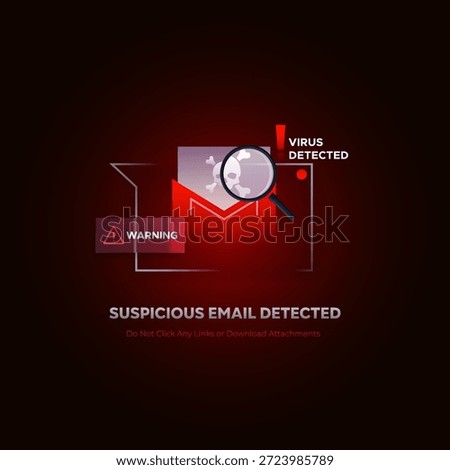 Phishing alert notification with email icon and skull symbol on dark futuristic background. Cyber security concept for unverified sender, mail fraud, and digital data protection awareness. email security warning