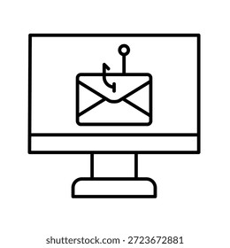 Ilustración vectorial de icono de esquema de alerta de phishing