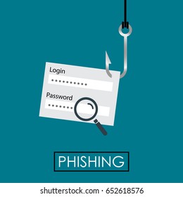 Phishing Alert vector illustration. Cyber scam poster and banner design.