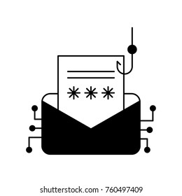 Phishing attack glyph icon