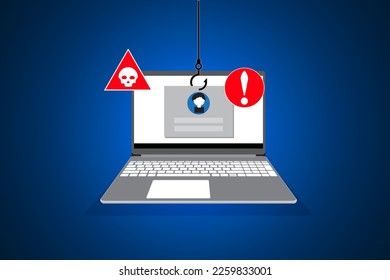 abstracto de la tecnología de advertencia de portátiles de ataque de phishing.