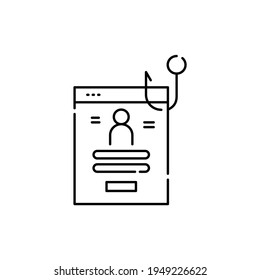Phishing black line icon. Hacking account and password. Pictogram for web page, mobile app, promo. UI UX GUI design element. Editable stroke.
