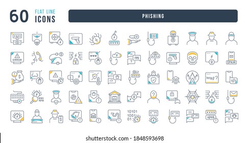 Phishing. Collection of perfectly thin icons for web design, app, and the most modern projects. The kit of signs for category Technology.