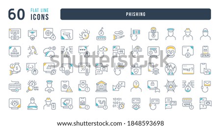 Phishing. Collection of perfectly thin icons for web design, app, and the most modern projects. The kit of signs for category Technology.