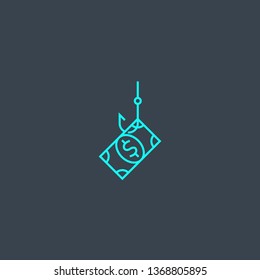 phishing concept blue line icon. Simple thin element on dark background. phishing concept outline symbol design. Can be used for web and mobile UI/UX
