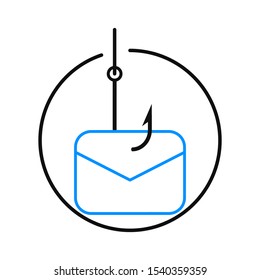 Phishing concept. Flat outline thin line illustration. Isolated on white background. 