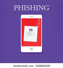 Phishing concept vector illustration with smart phone design