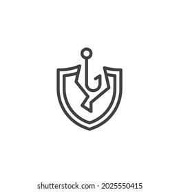 Phishing-Symbol für die Cybersicherheit. lineares Stilzeichen für mobiles Konzept und Webdesign. Hacking, Cyber-Angriff Umriss Vektorsymbol. Symbol, Logo-Abbildung. Vektorgrafik