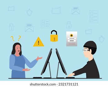 Phishing Cybercrime to steal personal information Illustration  with Computer Users