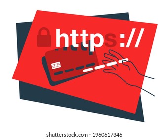 Phishing danger banner - fraudulent attempt to obtain passwords and credit card details, by impersonating oneself as famous banking site. Fake website with http instead of https, and credit card