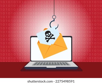 Phishing email, cyber criminals, hackers, phishing email to steal personal data, hacked laptop, malware, infected email - Shutterstock ID 2275498591