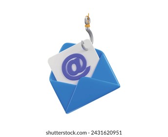 phishing correo electrónico en el icono de ciberseguridad 3d ilustración vectorial de renderizado