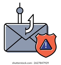 Phishing Protección de correo electrónico Icono de Vector que ilustra la detección de spam y las medidas de seguridad digital