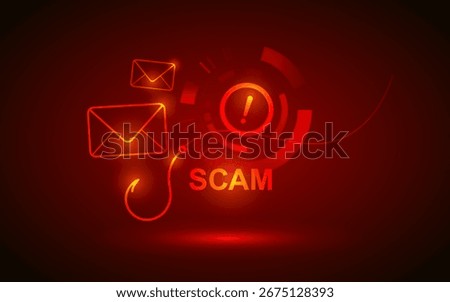 Phishing Email Scam Fraud Vector with Spam Internet Online Cyber Security