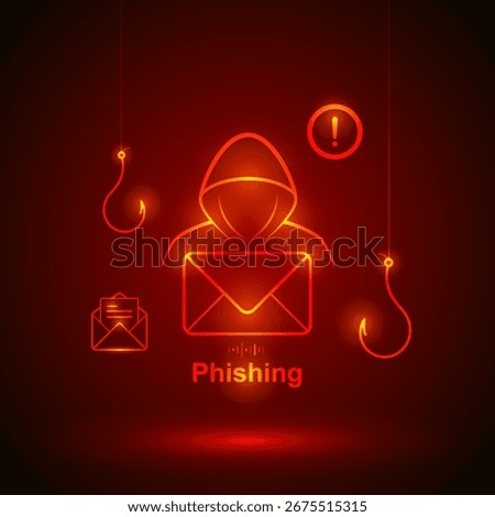 Phishing Email Scam Fraud Vector with Spam Internet Scammer Online Cyber Security