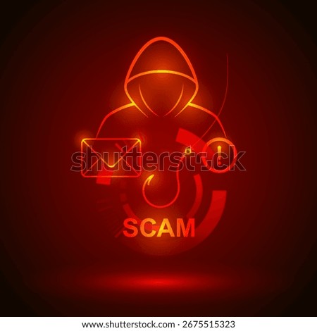 Phishing Email Scam Fraud Vector with Spam Internet Scammer Online Cyber Security