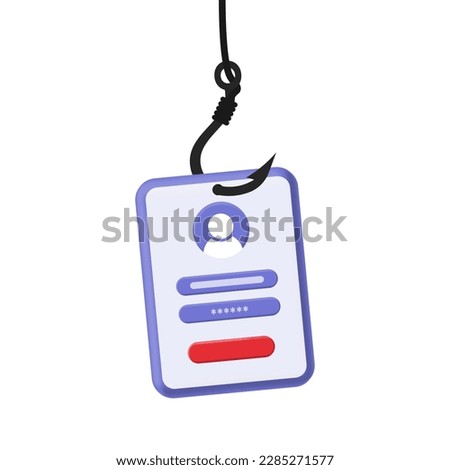 Phishing, hacking account, identity theft - isolated flat vector illustration. 
