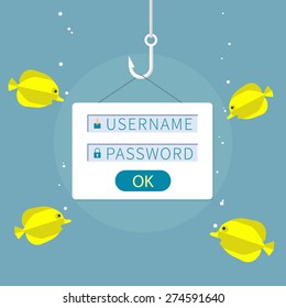 Phishing, hacking account, online fraud - isolated flat vector illustration.