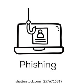 Phishing Icon - Envelope with Hook Representing Email Scams
