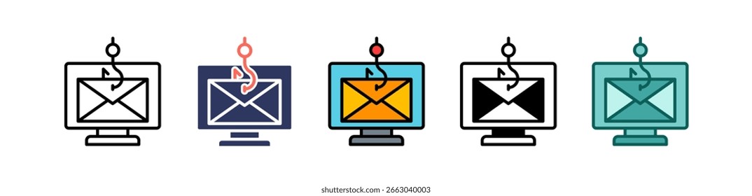 Ícone de phishing - Ilustração de vetor múltiplo