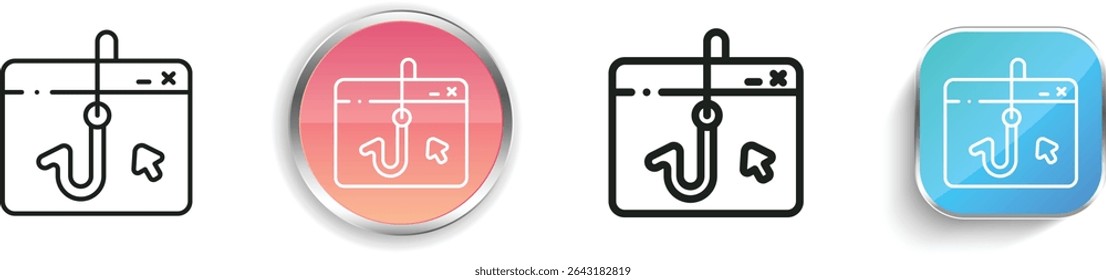 phishing icon. Thin Linear, Regular and Button Style Design Isolated On White Background
