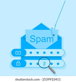 Phishing. Ilustración de robo de datos mediante el envío de un Enlace de correo electrónico. EPS 1