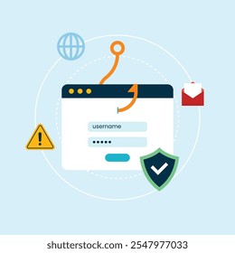 Phishing illustration vector. cyber crime icon.