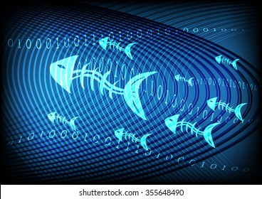 Phishing Information Technology Blue Background Vector Illustration