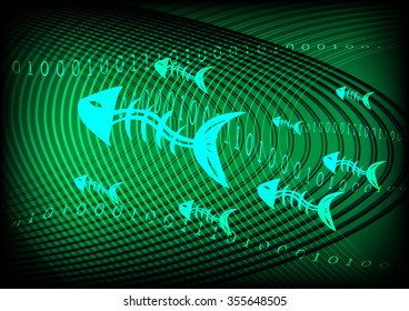 Phishing Information Technology Green Background Vector Illustration