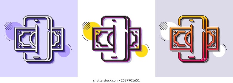 Phishing line icon. Halftone dotted pattern. Gradient icon with grain shadow. Money scam crime sign. Online fraud or thief symbol. Line phishing icon. Various designs. Vector