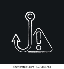 Phishing in message chalk icon. Spam. Virus. Vector isolated black illustration.