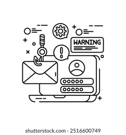 Phishing Outline Icon, Vector illustration