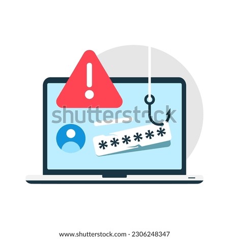 Phishing, Password Cracking on laptop screen concept illustration flat design vector eps10. simple and modern graphic element for landing page, app or web ui, icon, infographic