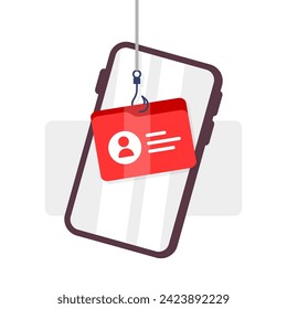 Phishing Scam Alert Concept. Phishing scam, hooks bait with email, card, and shield. Vector illustration