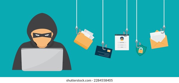 Phishing scam concept. Fraud protection, password steal, data phishing