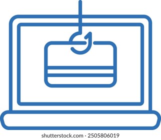 Phishing scam, laptop, editable line vector icon illustration