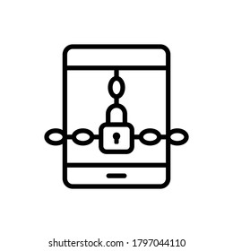 Icono de smartphone de phishing. Línea simple, contorno de elementos vectoriales de iconos de hacks para ui y ux, sitio web o aplicación móvil