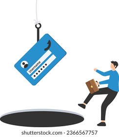 Phishing or stealing personal information, Fake login screen to hack username, password, cyber security or threat website, Diving to unknown fish hook, User account phishing login

