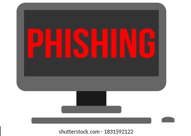 Phishing Text On Computer Screen. Danger.