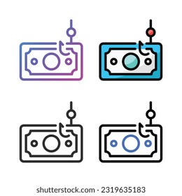 Diseño de icono de transacción de phishing en cuatro colores de variación