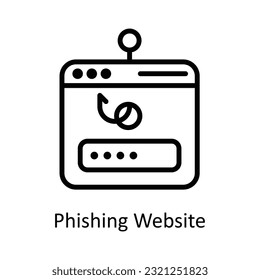 Phishing Website Vector  outline Icon Design illustration. Cyber security  Symbol on White background EPS 10 File