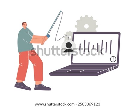 Phising crime data stealer thief internet threat safety passwords technology device design icon illustration