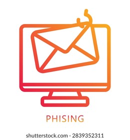 Phising Gradient Icon, Mini Illustration For Modern Concept, Print, Ui, Ux Kit, Web And App Development. Vector Related To Internet, Cyber Security.
