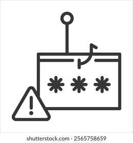 Phising Password Icon Vector Illustration Outline Style