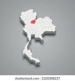 Phitsanulok province location Thailand 3d isometric map