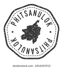 Phitsanulok, Thailand Map Stamp Retro Postmark. Silhouette Postal Passport. Seal Round Vector Icon. Badge Vintage Postage Design.