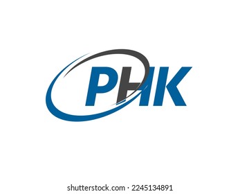 PHK letter creative modern elegant swoosh logo design