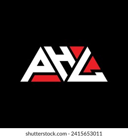 PHL triangle letter logo design with triangle shape. PHL triangle logo design monogram. PHL triangle vector logo template with red color. PHL triangular logo Simple, Elegant, and Luxurious design.