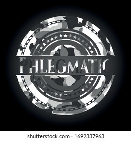 Phlegmatic sobre la textura gris de camo